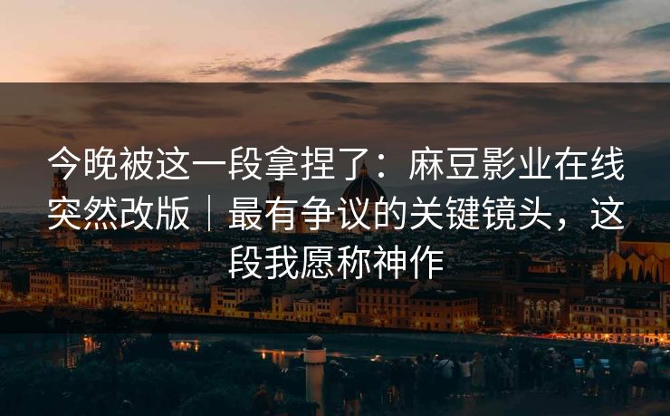 今晚被这一段拿捏了：麻豆影业在线突然改版｜最有争议的关键镜头，这段我愿称神作