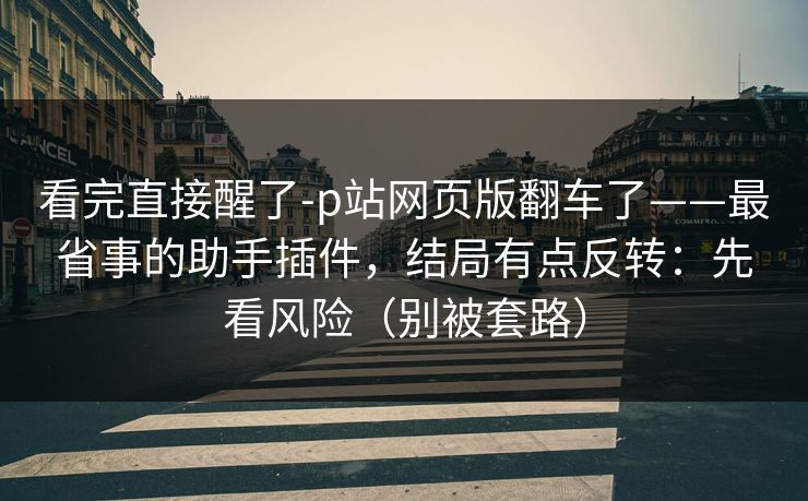 看完直接醒了-p站网页版翻车了——最省事的助手插件，结局有点反转：先看风险（别被套路）