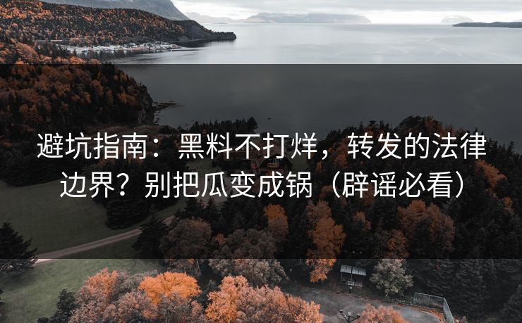 避坑指南：黑料不打烊，转发的法律边界？别把瓜变成锅（辟谣必看）