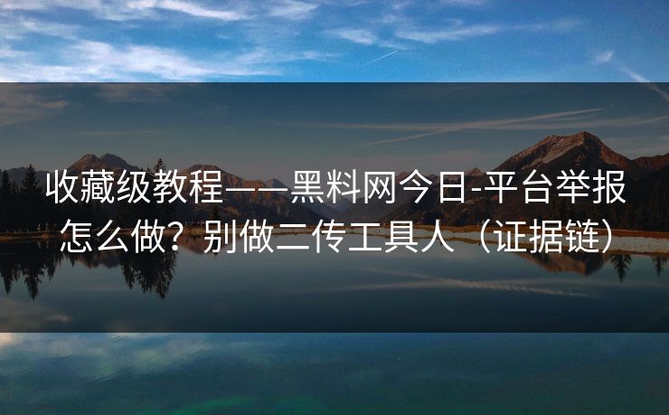 收藏级教程——黑料网今日-平台举报怎么做？别做二传工具人（证据链）