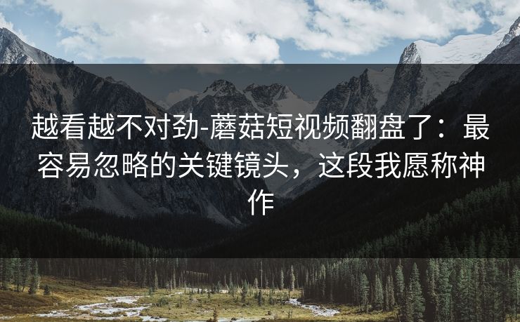 越看越不对劲-蘑菇短视频翻盘了：最容易忽略的关键镜头，这段我愿称神作
