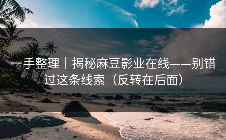 一手整理｜揭秘麻豆影业在线——别错过这条线索（反转在后面）