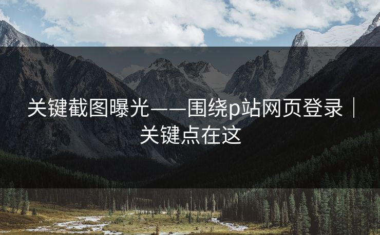 关键截图曝光——围绕p站网页登录｜关键点在这