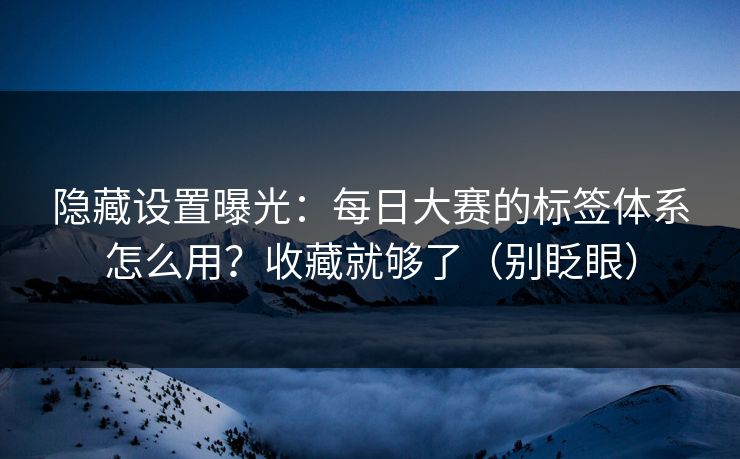 隐藏设置曝光:每日大赛的标签体系怎么用?收藏就够了(别眨眼) 隐藏设置曝光:每日大赛的标签体系怎么用?收藏就够了(别眨眼)
