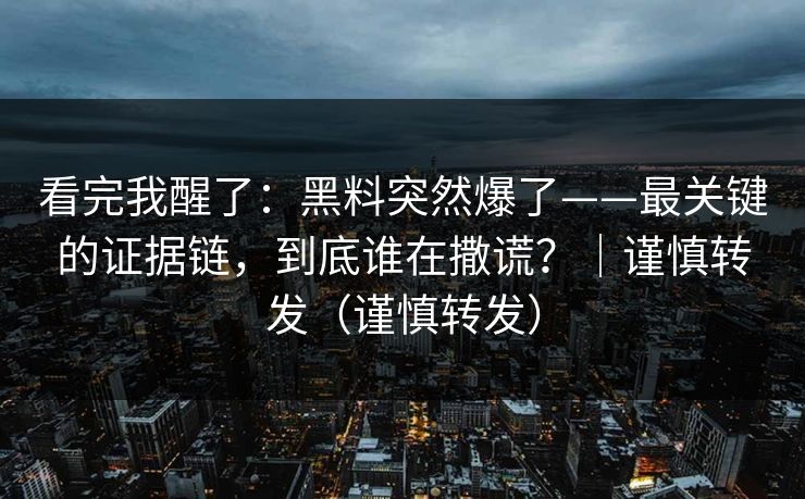 看完我醒了:黑料突然爆了——最关键的证据链,到底谁在撒谎?|谨慎转发(谨慎转发) 看完我醒了:黑料突然爆了——最关键的证据链,到底谁在撒谎?|谨慎转发(谨慎转发)