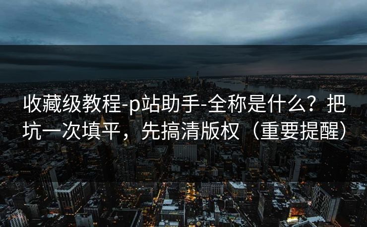 收藏级教程-p站助手-全称是什么？把坑一次填平，先搞清版权（重要提醒）