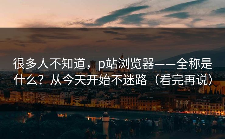 很多人不知道，p站浏览器——全称是什么？从今天开始不迷路（看完再说）