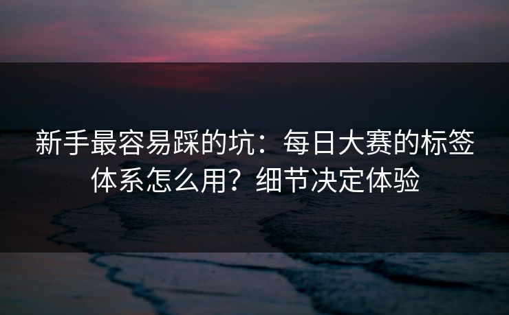 新手最容易踩的坑：每日大赛的标签体系怎么用？细节决定体验